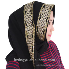 Fábrica hangzhou xale maxi preto shimmer bolha chiffon hijab glitter pedra cachecol